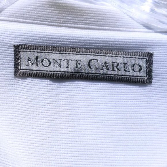 Monte Carlo Men's Large Dress Shirt White Embroidered Short Sleeve Button-Up - Picture 3 of 11